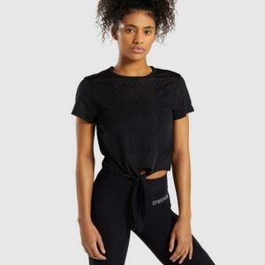 NWOT Geo Mesh two-in-one gymshark tie up crop